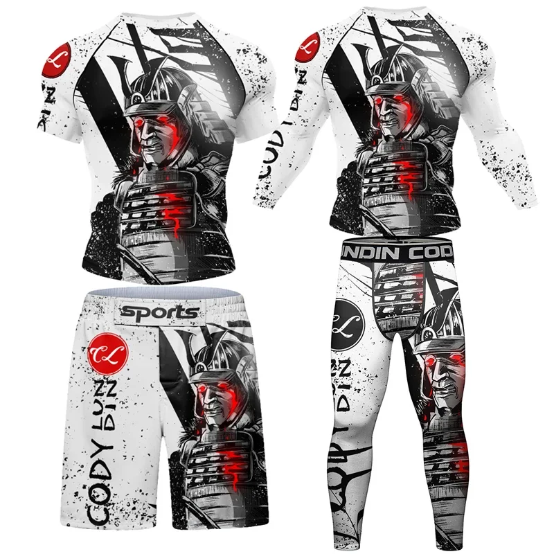 Top Trends: New Men Rashguard MMA T-shirt + Pants MMA Shorts 4PCS / Set Brazilian Grappling Jiu Jitsu Bjj Boxing Jerseys Rash Guard Sportswear Shoppable Styles