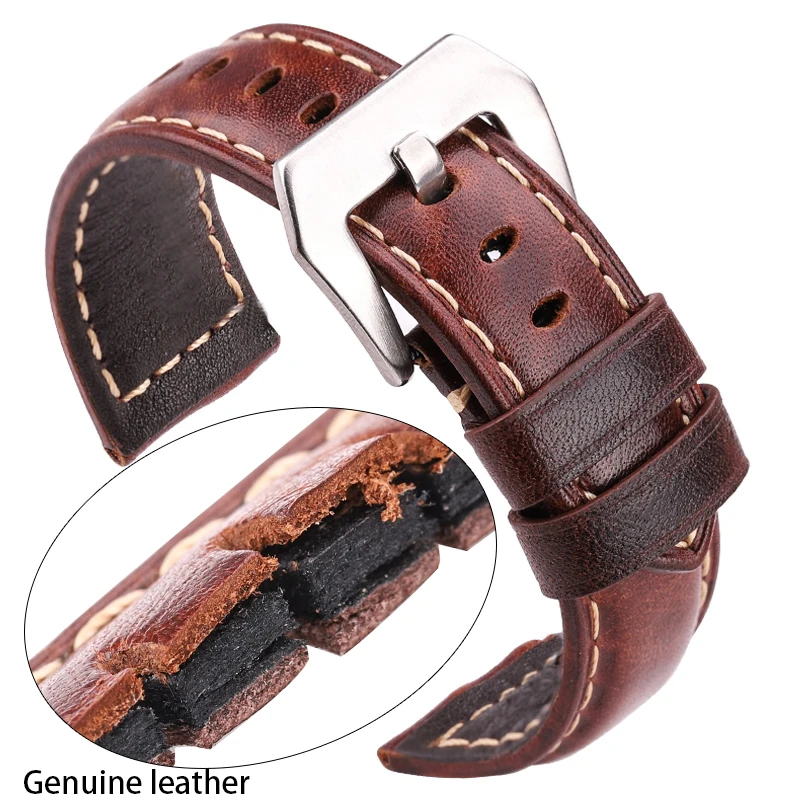 Top Trends: Genuine Leather Watchbadns 20mm 22mm 24mm Dark Brown Woemn Men Cowhide Watch Band Strap Watch Accessories Shoppable Styles