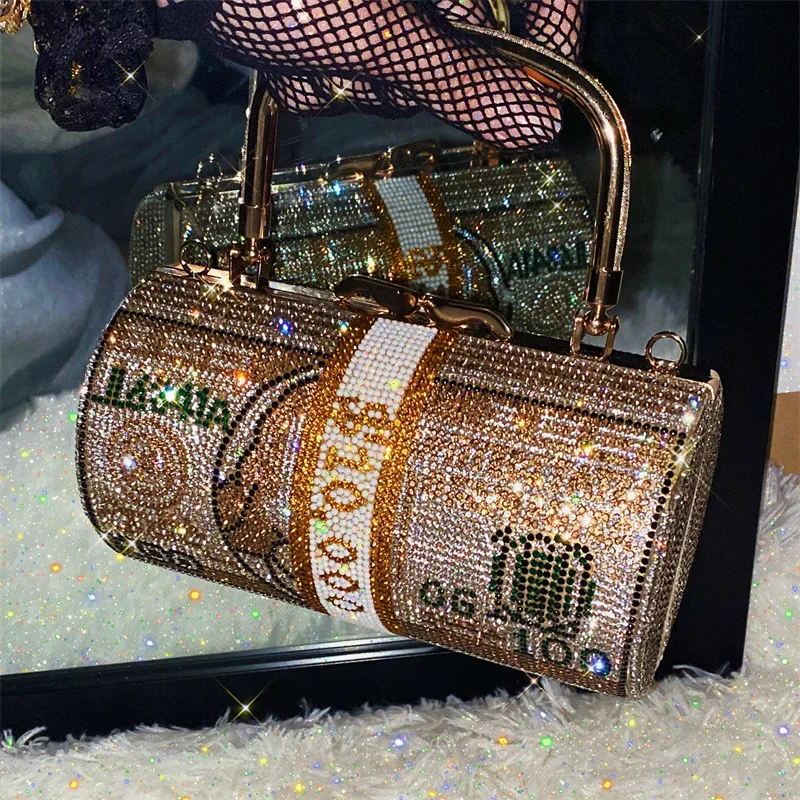 Top Trends: 2024 New Trendy Rhinestone Ladies Handbag Bling Round Dinner Bag Luxury Elegant Fashion Metal Chain Diamond Party Wedding Purse Shoppable Styles