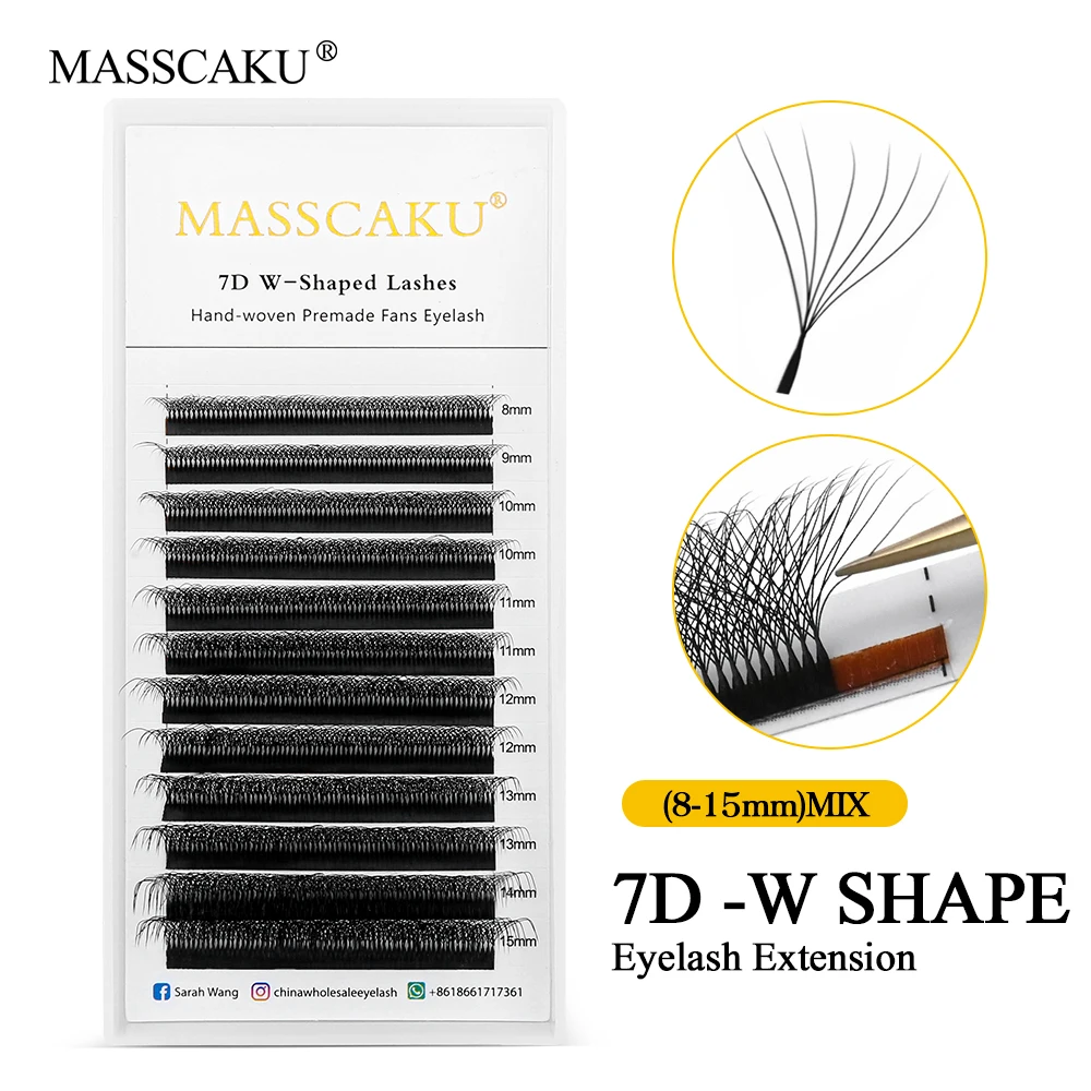 Top Trends: Hot Selling MASSCAKU W Shape 1second Fanniing Eyelash Extensions Auto Fan Volume 8-15mm Lashes Faux Mink Blooming Flower Lash Shoppable Styles