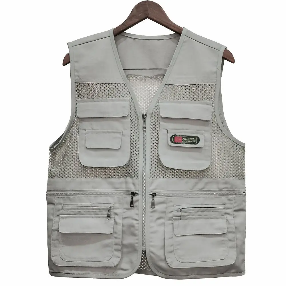 Top Trends: New Outdoor Solid Zipper Thin Coats Vest Men Lightweight Photography Tank Summer Leisure Multi Pocket Fishing Mesh Jackets 2023 Shoppable Styles