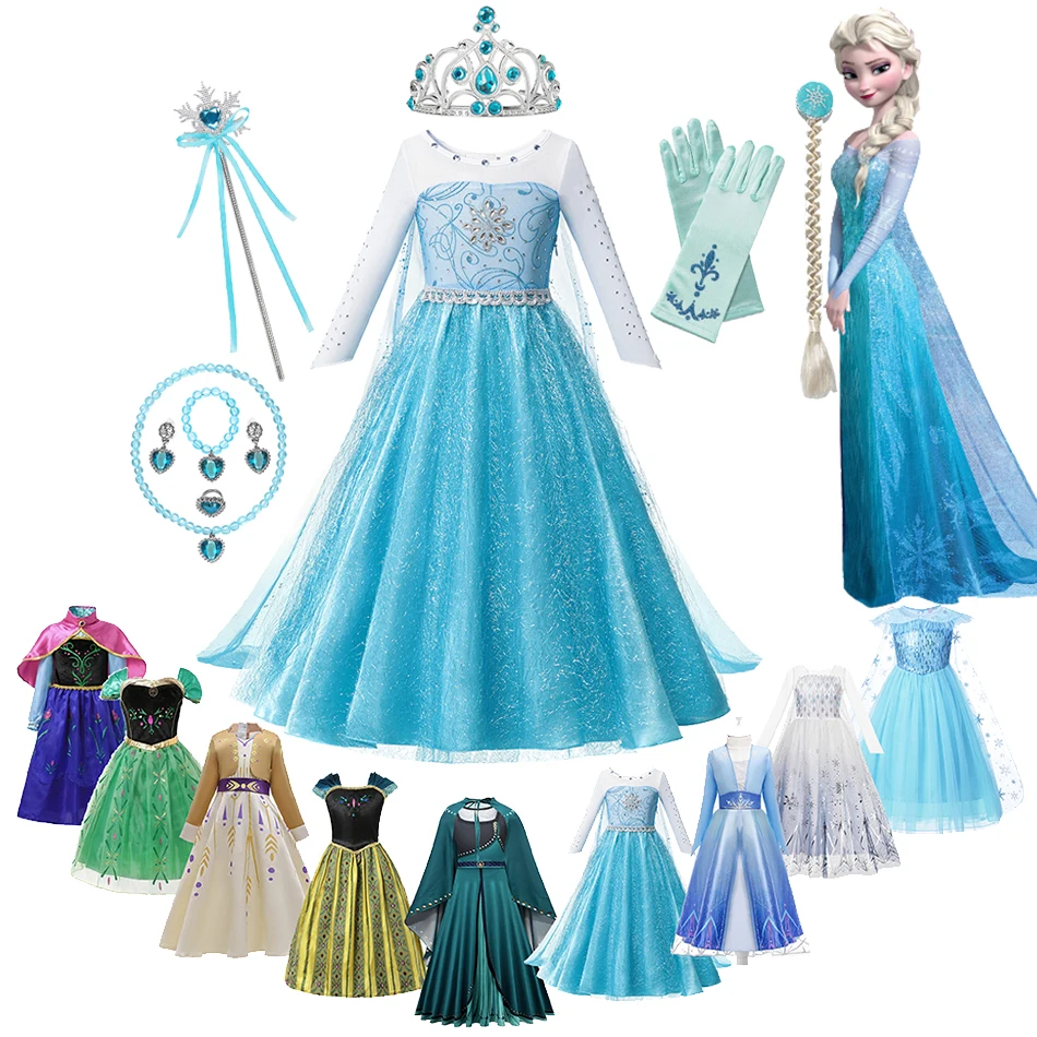 Top Trends: Frozen 1&2 Anna Elsa Coronation Princess Dress Kids Birthday Party Vestidos Snow Queen Cosplay Costume Girls Ball Gown Clothes Shoppable Styles