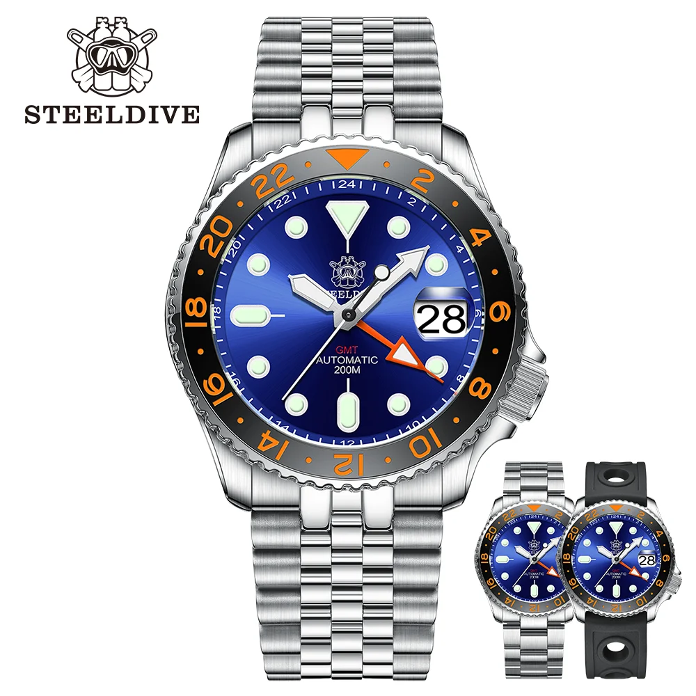 Top Trends: STEELDIVE SD1994 V2 GMT 200M Waterproof Ceramic Bezel Four Pointers NH34 Movement Swiss Luminous Luxury Mechanical Dive Watches Shoppable Styles