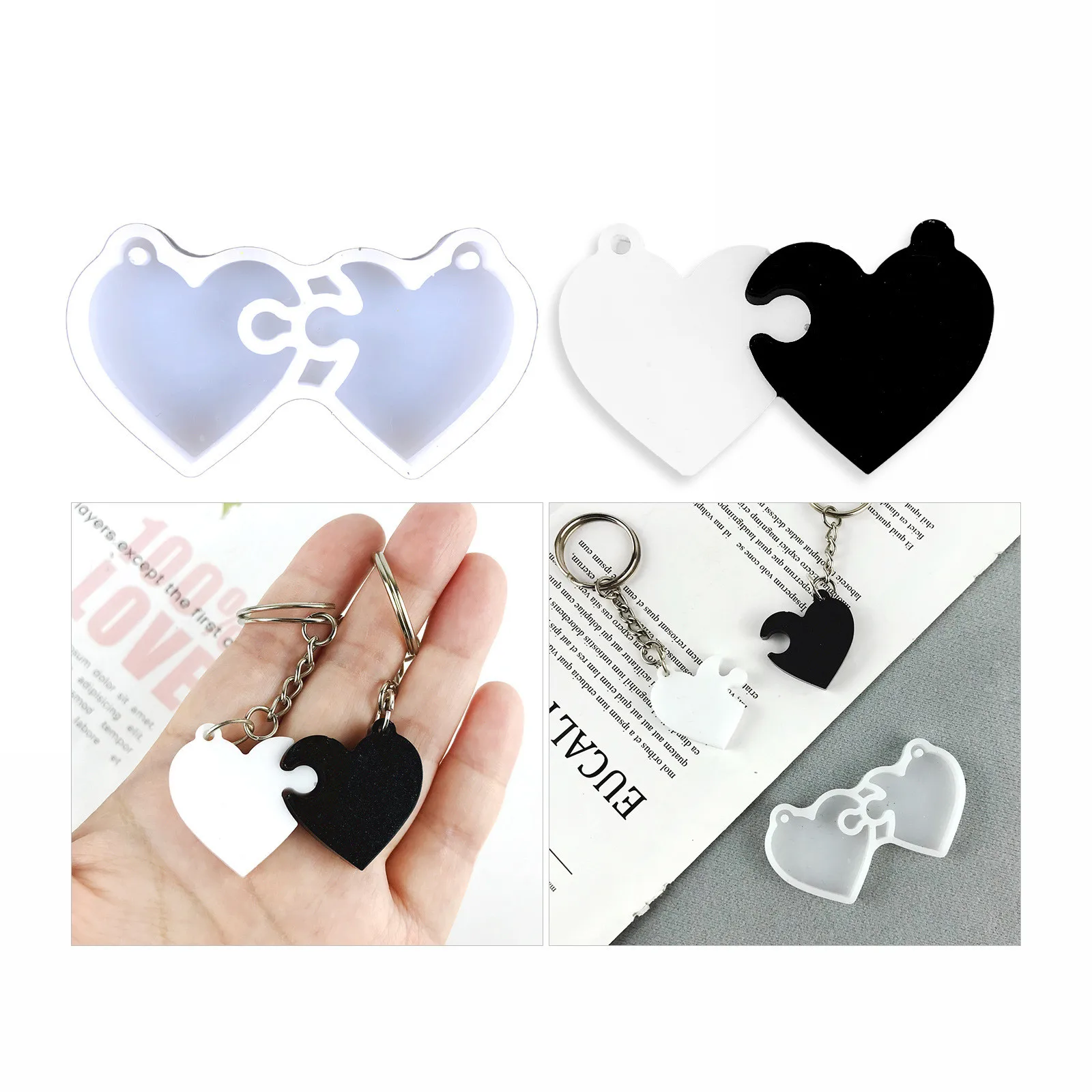 Top Trends: Couples Keychains Heart Shape Lovers Puzzle Pendant Casting Epoxy Resin Silicone Molds DIY Jewelry Tools Necklace Handmade Shoppable Styles