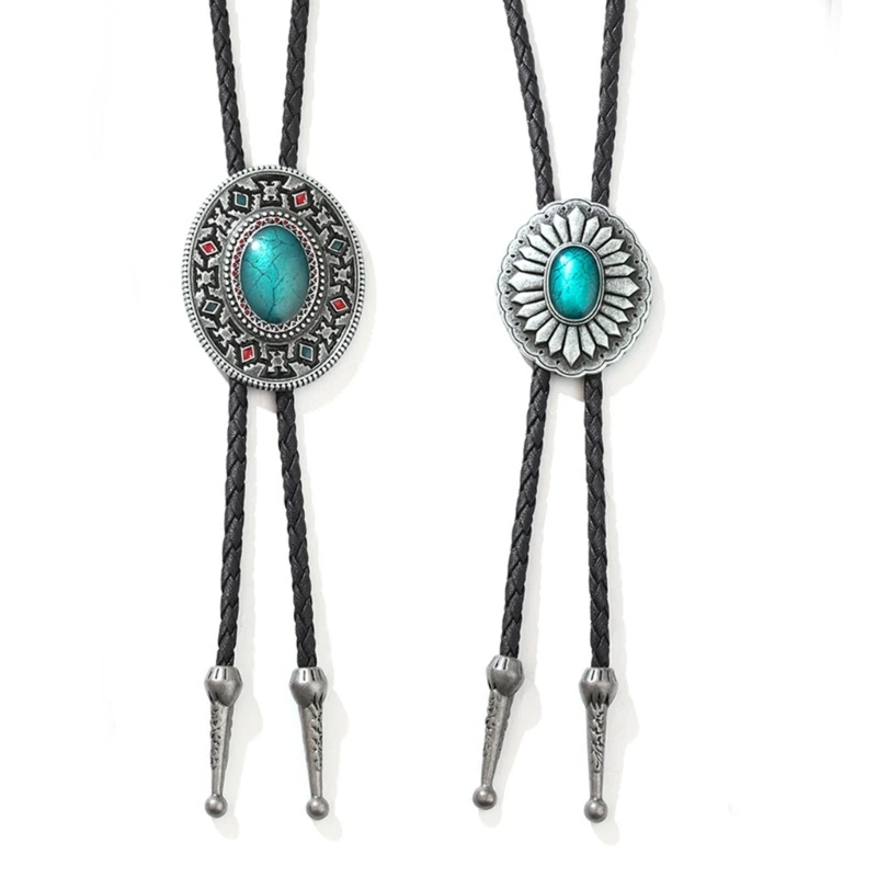 Top Trends: Bolo Tie For Men Western Cowboy Style Necktie With Carved Turquoise Buckle Gentleman Formal Meeting Costume Accessories Shoppable Styles