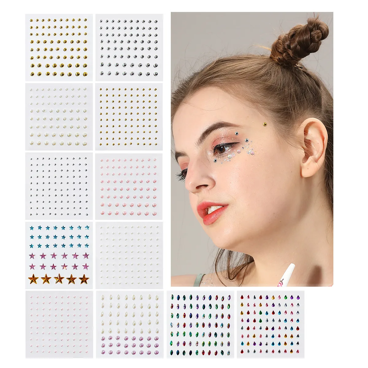 Top Trends: Crystal Tattoo Sticker Glitter Makeup Decorations Rhinestones Face Eyes Diamond Temporary Tattoo DIY Music Festival Rock Party Shoppable Styles