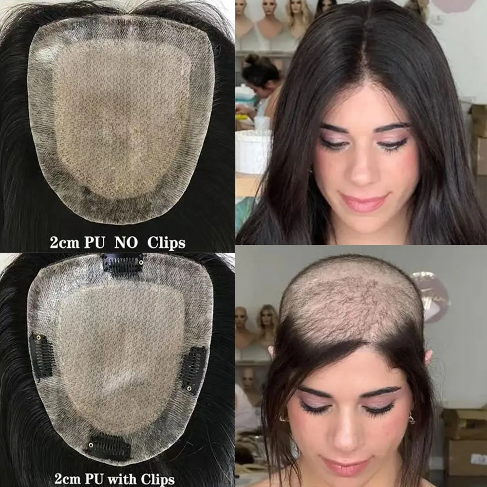 Top Trends: PU Around Women Toupee Skin Silk Base Virgin European Human Hair Topper For Bald Thin Hair Fine Hairpiece 5X5 6X6inch Free Tape Shoppable Styles