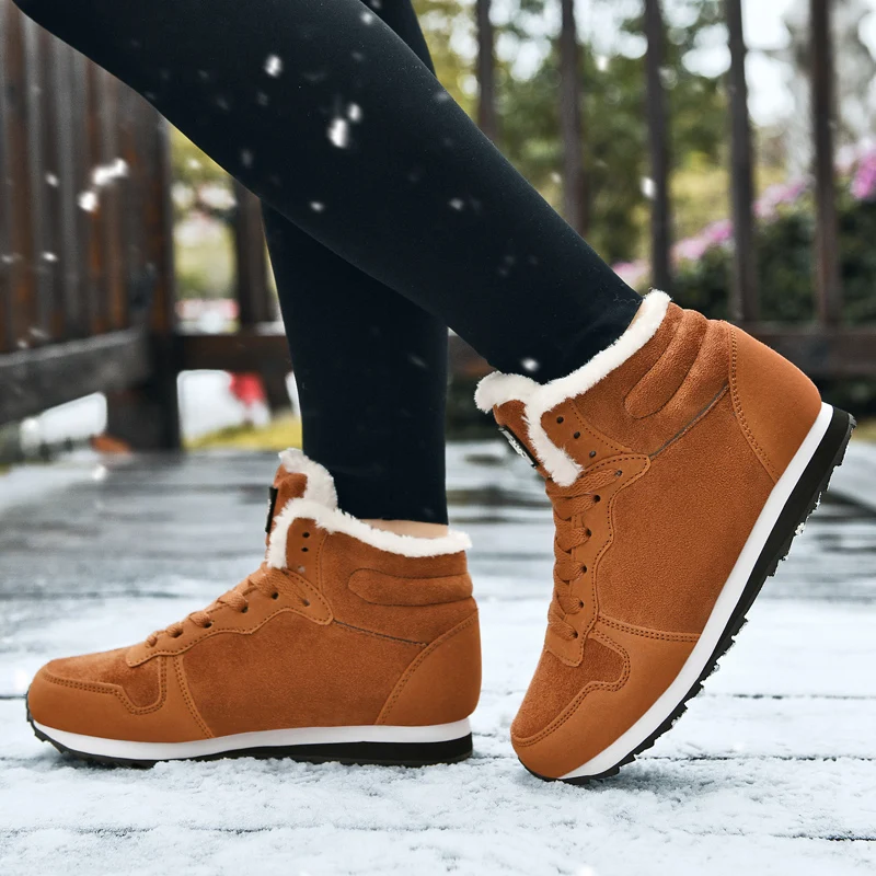 Top Trends: Winter Men Snow Boots Couple Outdoor Anti-Slip Sports Boots Warm Women Ankle Boots Plush Comfortable Large Size Hiking Boots Shoppable Styles