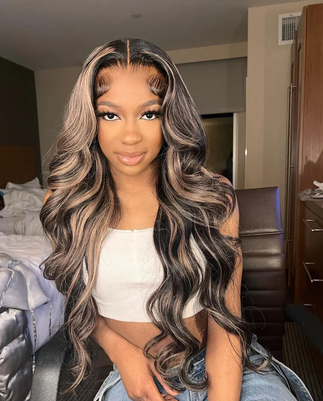 Top Trends: 13X4 Highlight Human Hair Wigs Peruvian Virgin Body Wave Lace Front Wig Honey Blonde Brown With Black 13x6 Wavy Lace Frontal Wig Shoppable Styles