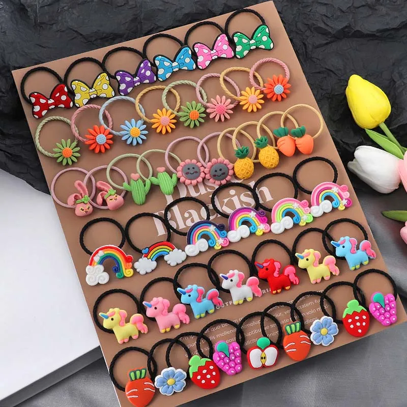 Top Trends: New 10 PCS / Set Cute Cartoon Rubber BandHeadband Girl's Bow Flower Hair Accessories Children's Sweet Headdress Gift Shoppable Styles