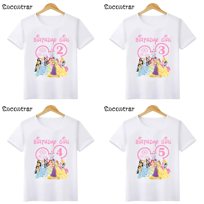 Top Trends: Disney Princess Graphic Birthday Girl Kids T Shirt Age 1 2 3 4 5 6 7 8 9 Years Girls Clothes Party Kawaii Baby T-Shirts, HKP2698 Shoppable Styles