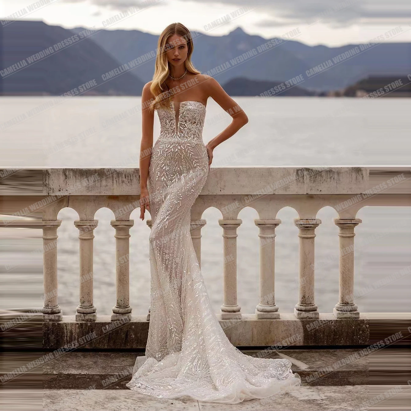 Top Trends: Luxury Elegant Mermaid Wedding Dresses For Women Sexy Lace Sparkle Applique Backless Sweep Train Formal Beach Party Bridal Gowns Shoppable Styles