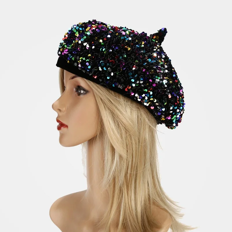 Top Trends: Top Hat Sequins Beret Autumn Winter New Painter's Hat Street Versatile Hat Women's Fashion Personality Pumpkin Hat Shoppable Styles