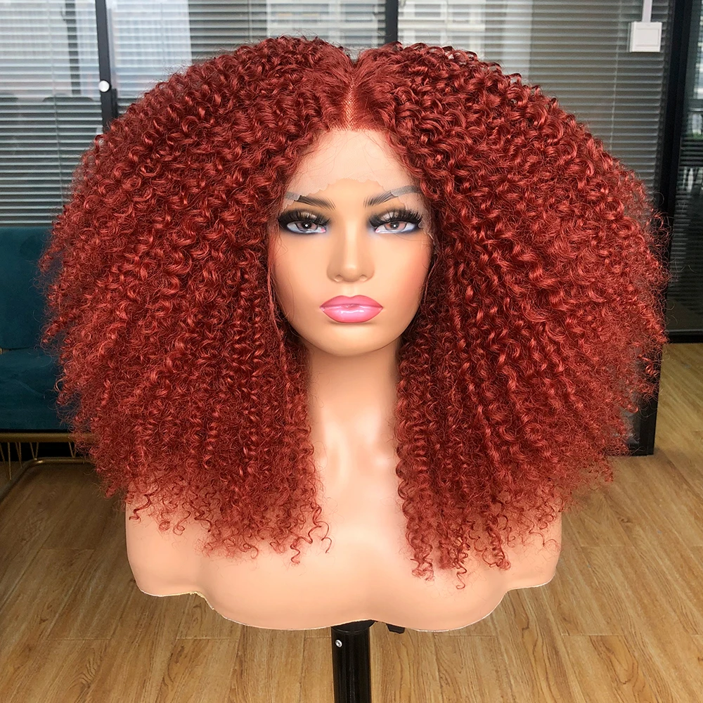 Top Trends: Copper Curly Lace Front Wigs For Black Women Synthetic Hair Pre Plucked Deep Curly Wave 13x4x1 HD Short Glueless Curly Afro Wig Shoppable Styles