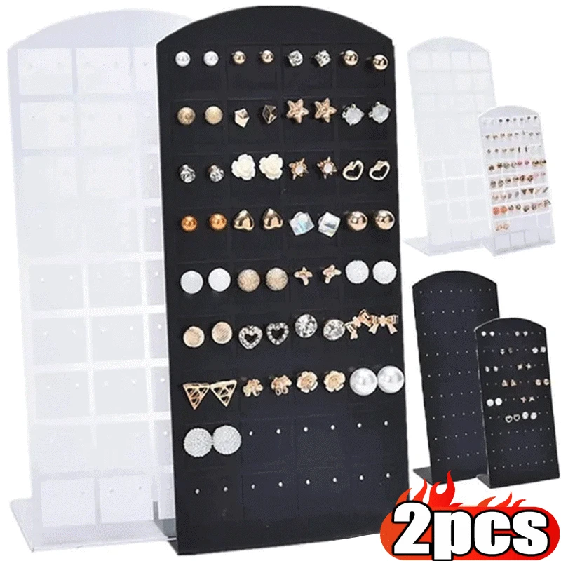 Top Trends: 48 / 72Holes Earring Ear Studs Holder Jewellery Display Rack Earrings Display Stand Rack Mini L Shape Ear Stud Jewelry Show Holder Shoppable Styles