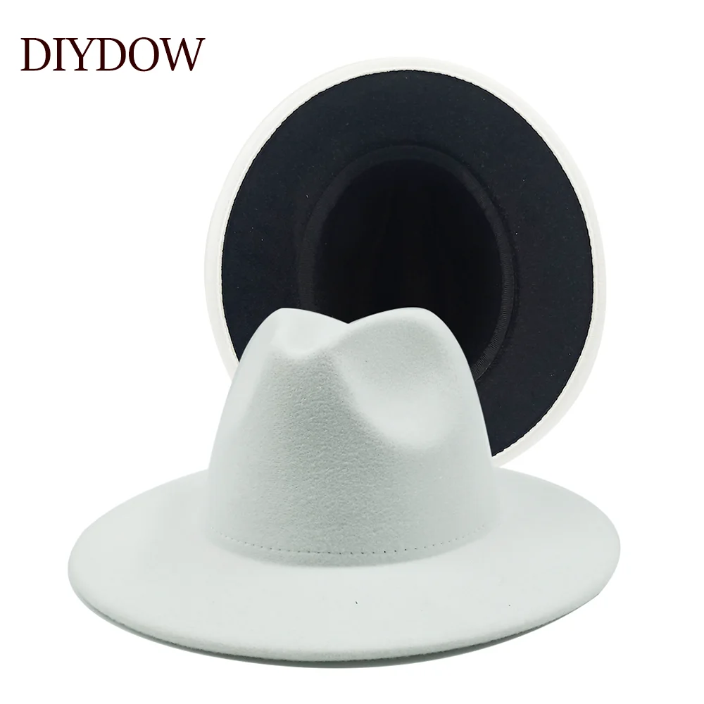 Top Trends: Two Tone Fedoras Jazz Hats Cowboy Hats For Women And Men Double-sided Color Cap Red With Black Wool Bowler Hat Wholesale шапка Shoppable Styles - Image 2