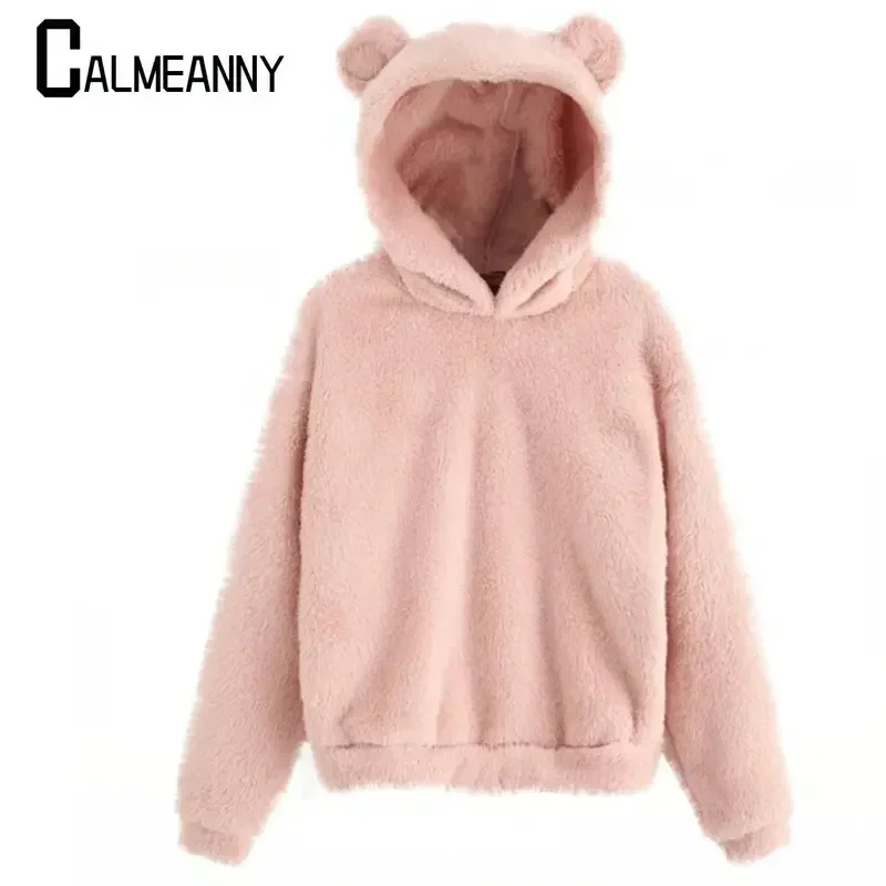 Top Trends: Autumn Winter Women&#039;s Cute Plush Warm Casual Korean Fashion Hoodie Tops Hoodies Women Long Sleeve Rabbit Ear Hood Sweatshirt Shoppable Styles