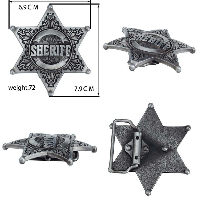 Top Trends: Fashion Belt Men Police Sheriff Badge Sign Hexagonal Six-point Star Metal Buckle Waistband Halloween Costume Shoppable Styles - Image 6