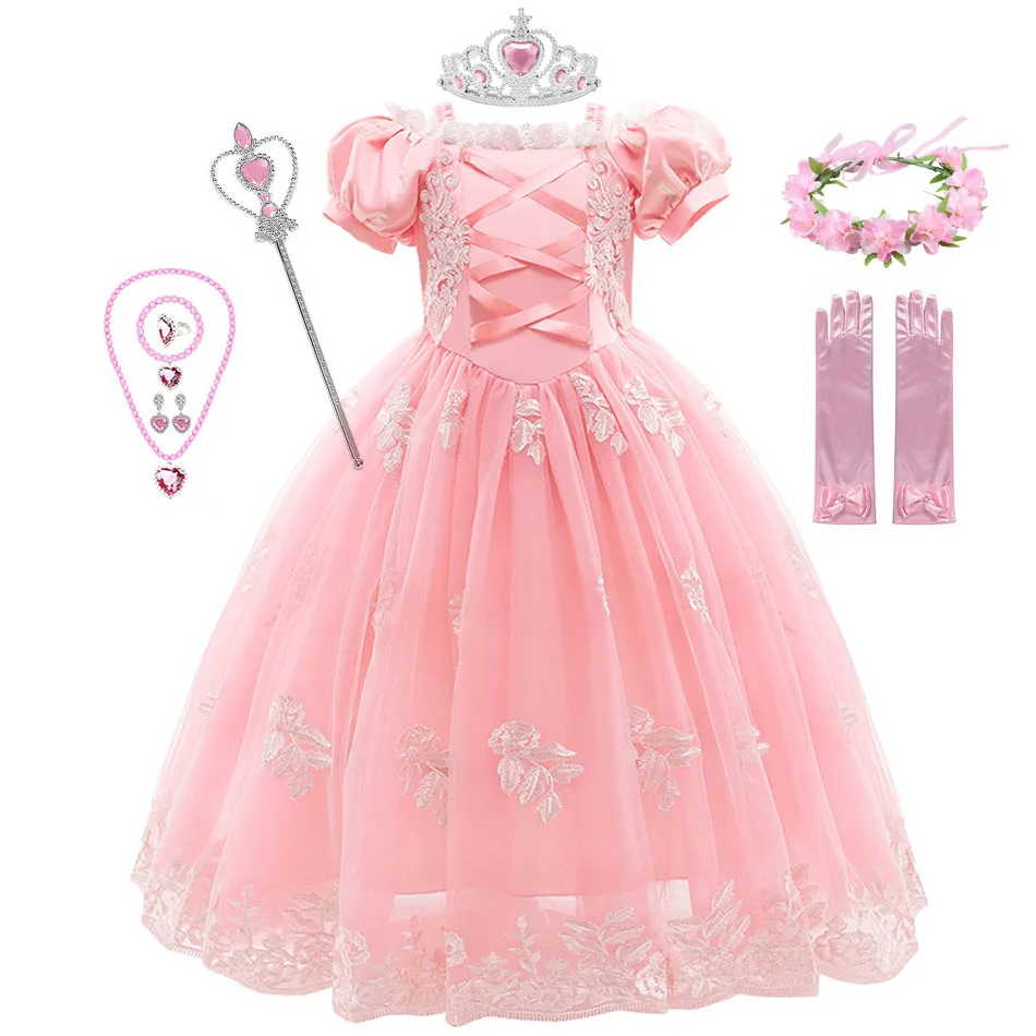 Top Trends: Girl Pink Aurora Cosplay Princess Dress Up Kids Christmas Halloween Tulle Fancy Rapunzel Costume For Children Girls Birthday Shoppable Styles