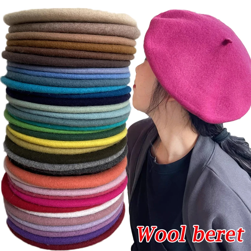 Top Trends: French Wool Beret Caps Winter Warm Artist Style Beanie Hat Retro Solid Color Berets Elegant For Women Girls Street Painter Caps Shoppable Styles