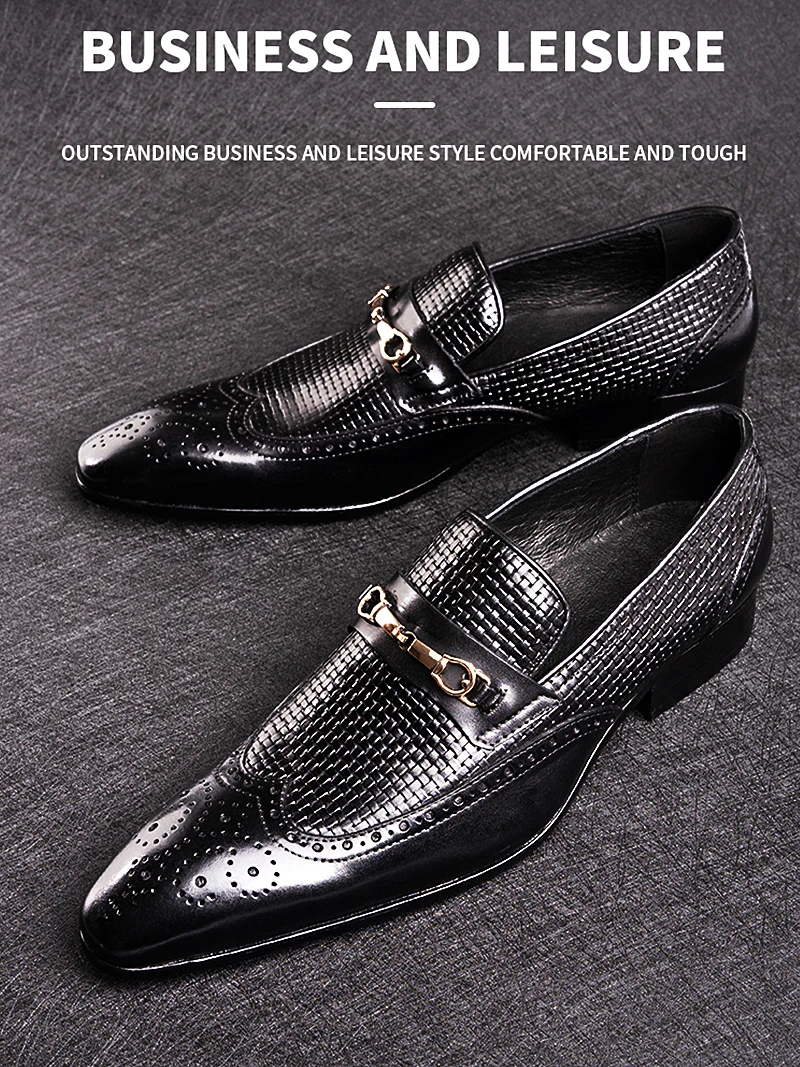 Top Trends: Fashion Business Casual Genuine Leather Shoes Handmade Party Wedding Wear Men Office Dress Shoe Big Size 39-50 Black Loafers Shoppable Styles