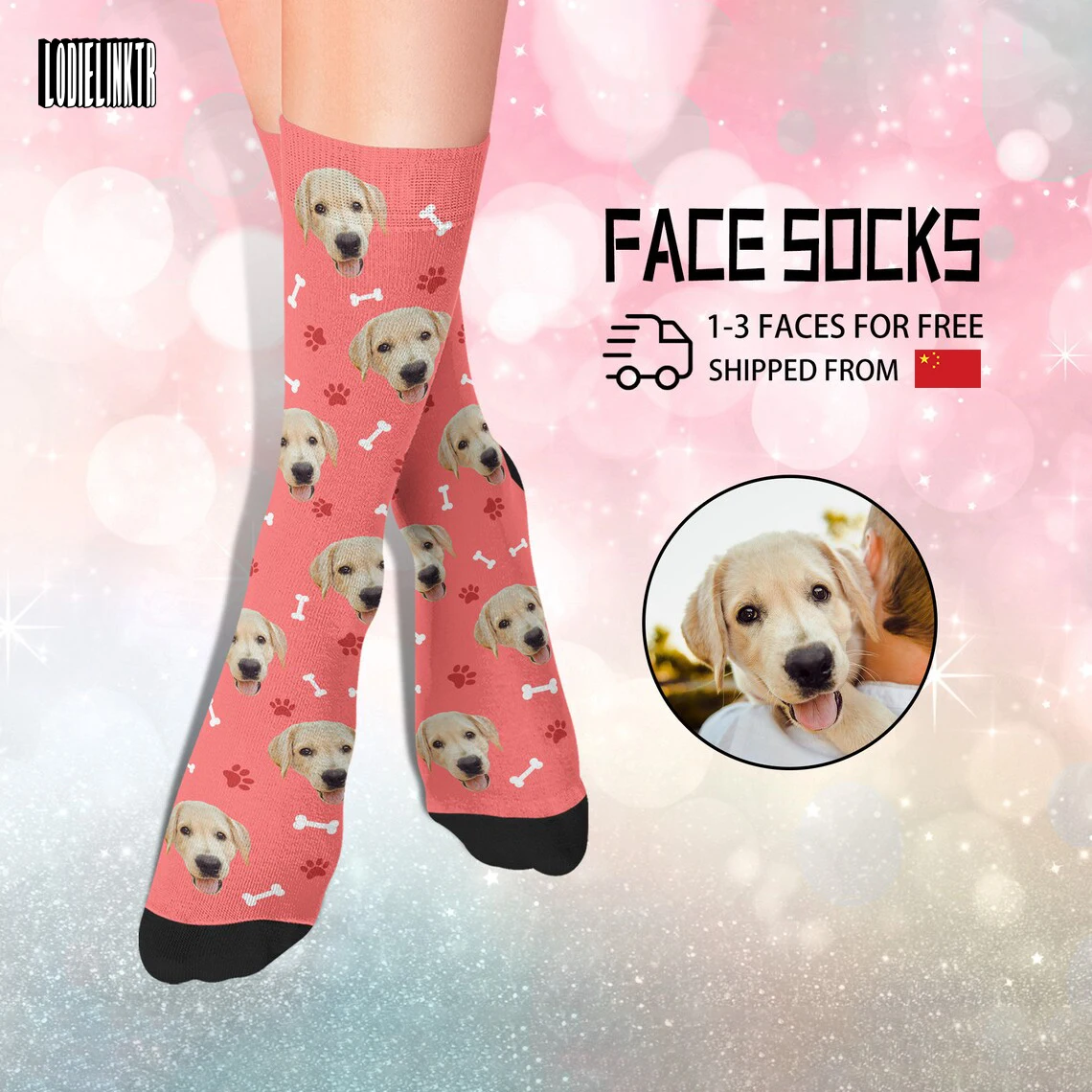 Top Trends: Custom Pet Socks Personalized Cute Dog Cat Photo On Socks Design Bone Footprints Funny Face Socks Animal Lover Gift For Anyone Shoppable Styles