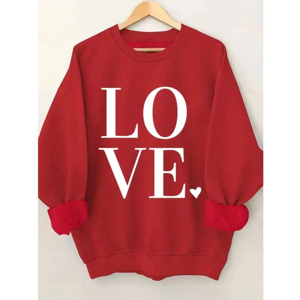 Top Trends: Heart Graphic Sweatshirts Casual Long Sleeve Pullover Crew Neck Sweatshirt Valentine Hoodies Top Women&#039;s Clothing Shoppable Styles