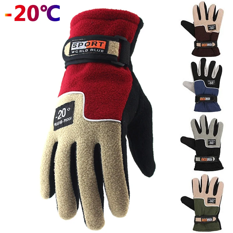 Top Trends: -20 Winter Warm Fleece Gloves Men Thermal Cycling Snow Thick Gloves Polar Fleece Mittens For Male Snow Sports Windproof Glove Shoppable Styles