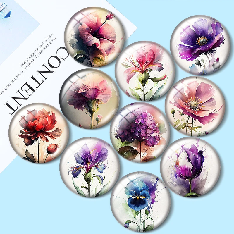 Top Trends: Flower Abstract Art Mothers Day Gift 10pcs 12mm / 25mm / 30mm Round Photo Glass Cabochon Demo Flat BackMaking Findings Shoppable Styles