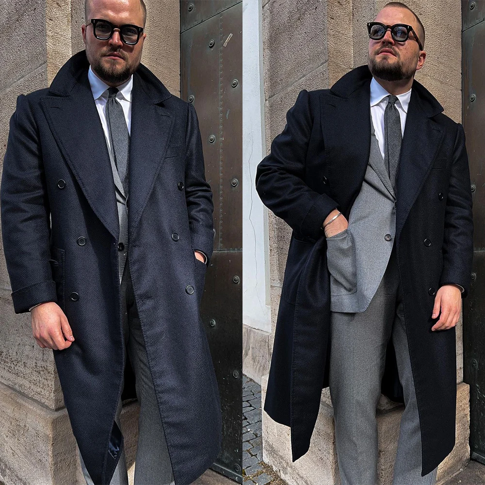 Top Trends: Men Long Coat Overcoat Solid Color Gentlemen Double Breasted Winter Warm Woolen Blend Business Causal Daily Tailored Shoppable Styles