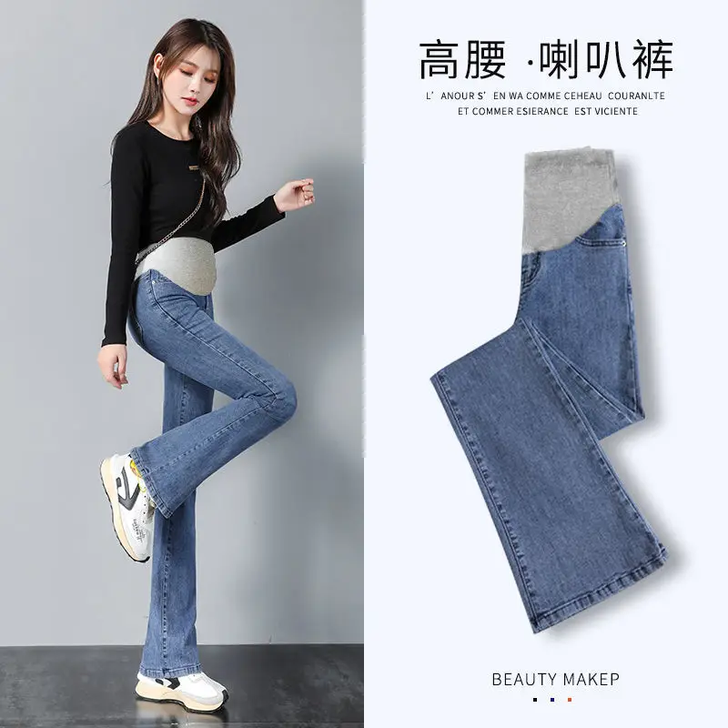 Top Trends: 2022 Maternity High Waist Belly Pants Maternity Loose Pants Maternity Fashion Spring Autumn Jeans Maternity Stretch Flared Jeans Shoppable Styles