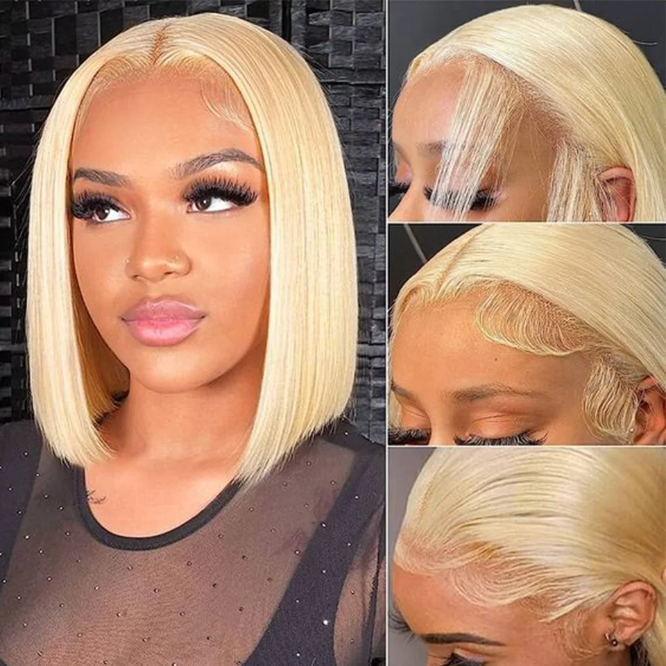 Top Trends: 13X4 Lace Front 613 Blonde Human Hair Wigs For Women Short BoB Brazilain Hair Wigs 613 Blonde Straight Glueless Lace Front Wig Shoppable Styles