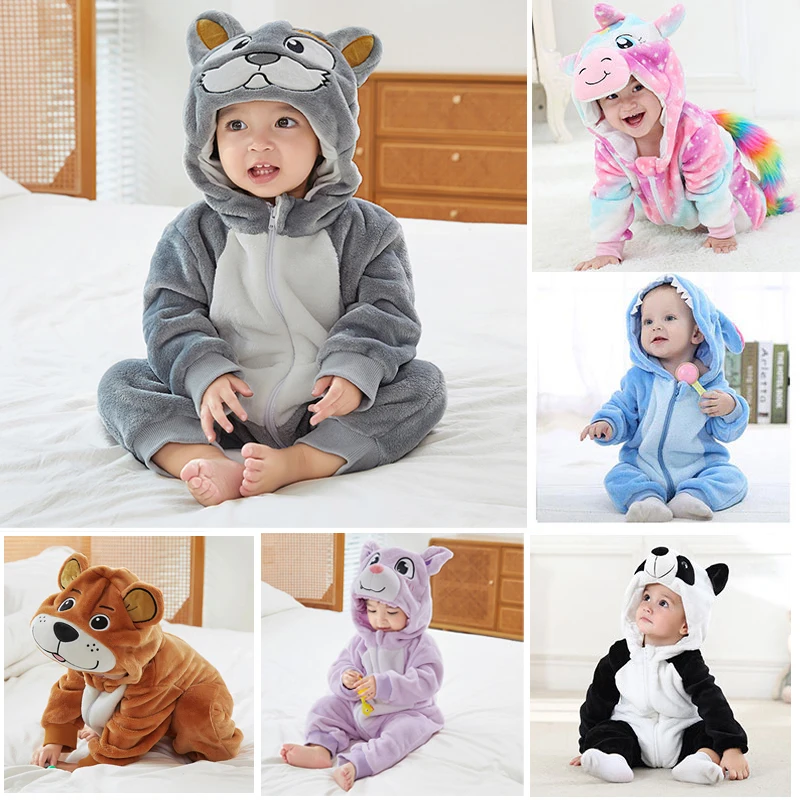 Top Trends: Cute Cartoon Flannel Baby Rompers Stitch Bear Panda Pajamas Cotton Baby Boy Girls Animal Costumes Baby Jumpsuit Kigurumi Outfits Shoppable Styles