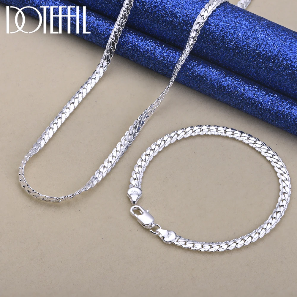 Top Trends: DOTEFFIL 925 Sterling Silver 8 / 16 / 18 / 20 / 22 / 24 Inch 6mm Side Chain Necklace Bracelet For Woman Men Fashion Charm Wedding Jewelry Shoppable Styles