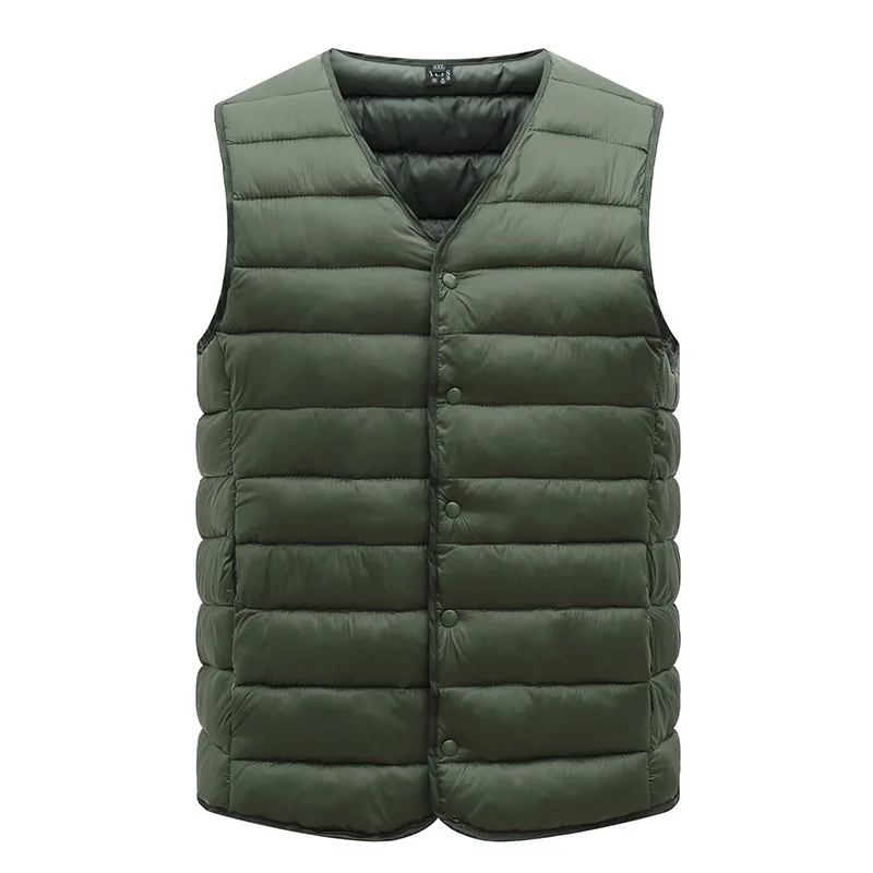 Top Trends: L-5XL Men Ultra Light Down Vest Jacket Male Winter Warm Liner V-neck Sleeveless Vest Coat For Middle Aged Elderly Dad's Clothes Shoppable Styles - Image 4