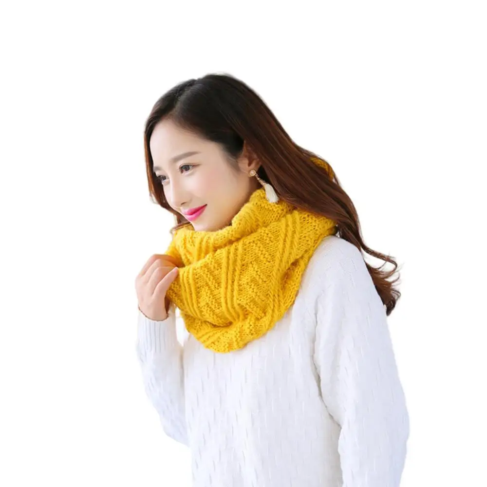 Top Trends: New Solid Color Knitted Scarf Women Winter Warm Thickening Bibs Female Cute Neck Wraps Lady Thick Warm Collar Bib Scarves Shoppable Styles - Image 5