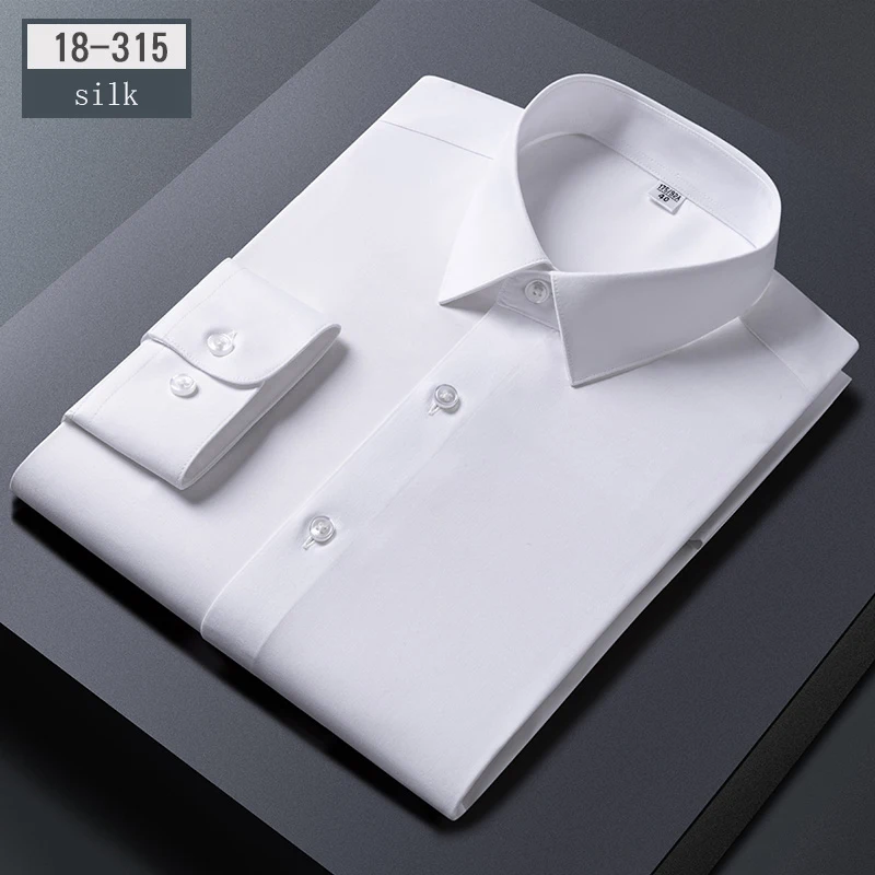 Top Trends: Luxury Hight-qulity Silkworm Full Shirts For Men Slim Fit Formal Shirt Long-sleeve White Shirt Soft Business Office Silk Clothes Shoppable Styles