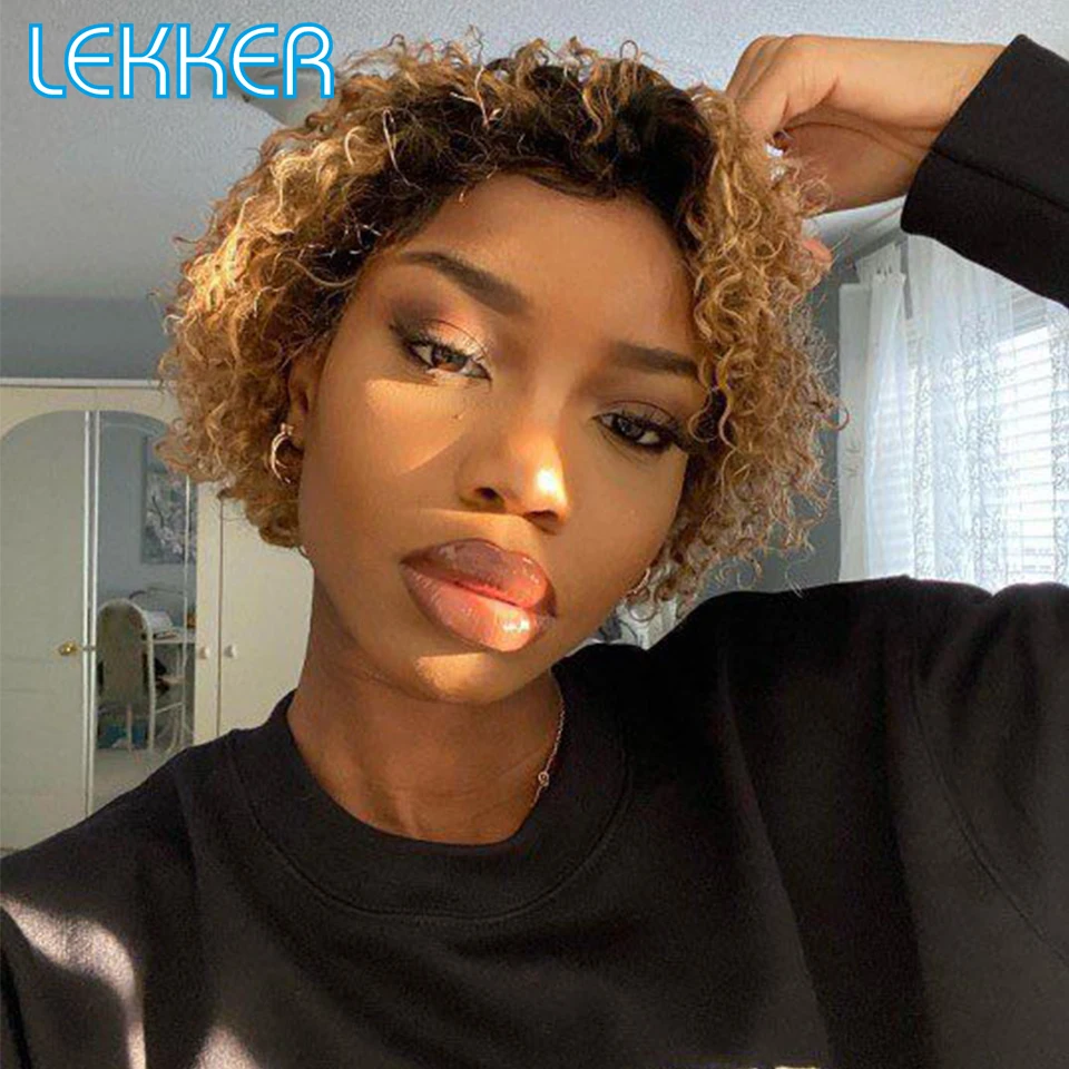 Top Trends: Lekker Ombre Blonde Lace Front Short Curly Bob Human Hair Wigs For Women Brazilian Remy Hair Pre Plucked Transparent Lace Wigs Shoppable Styles - Image 6