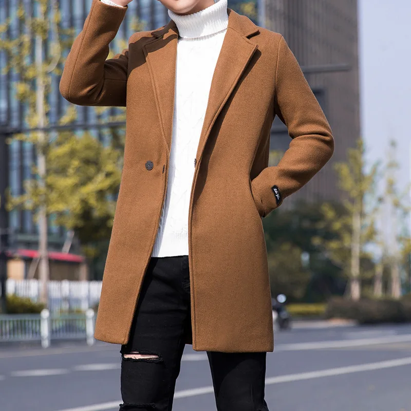 Top Trends: Autumn And Winter Men's Windbreaker Youth Plus Size Woolen Coat Men's Mid-length Korean Version Casual Coat Coat For Men Shoppable Styles - Image 3