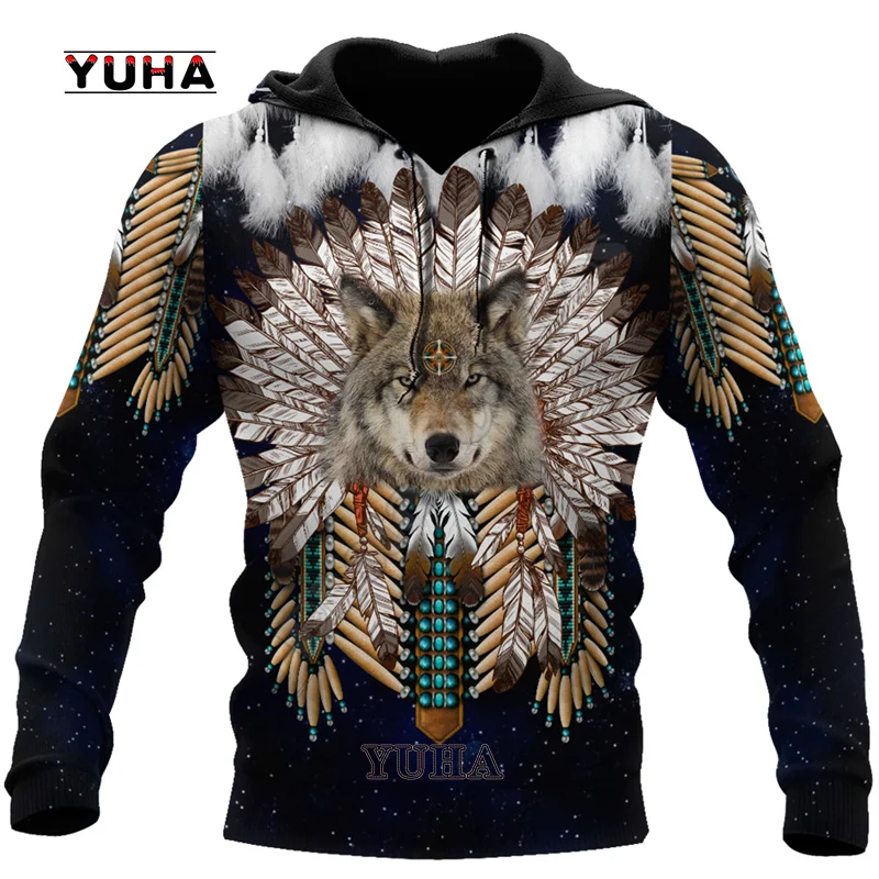 Top Trends: Yk2Newest 3Dprinted Native PatternWolf Culture Art Harajuku Premium Streetwear Unique Unisex Hoodies / Sweatshirt Shoppable Styles