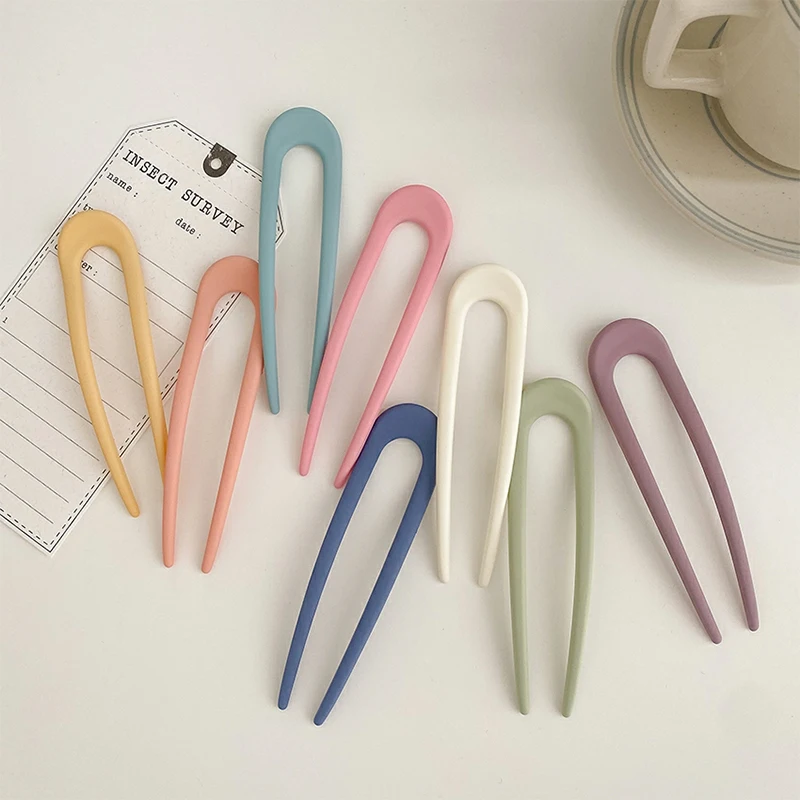 Top Trends: Fashion Candy Color Hair Sticks For Women Shell Hair Clip Pins Minimalist U Shape Girls Hairpins Hair Bun Maker Headwear Shoppable Styles - Image 3