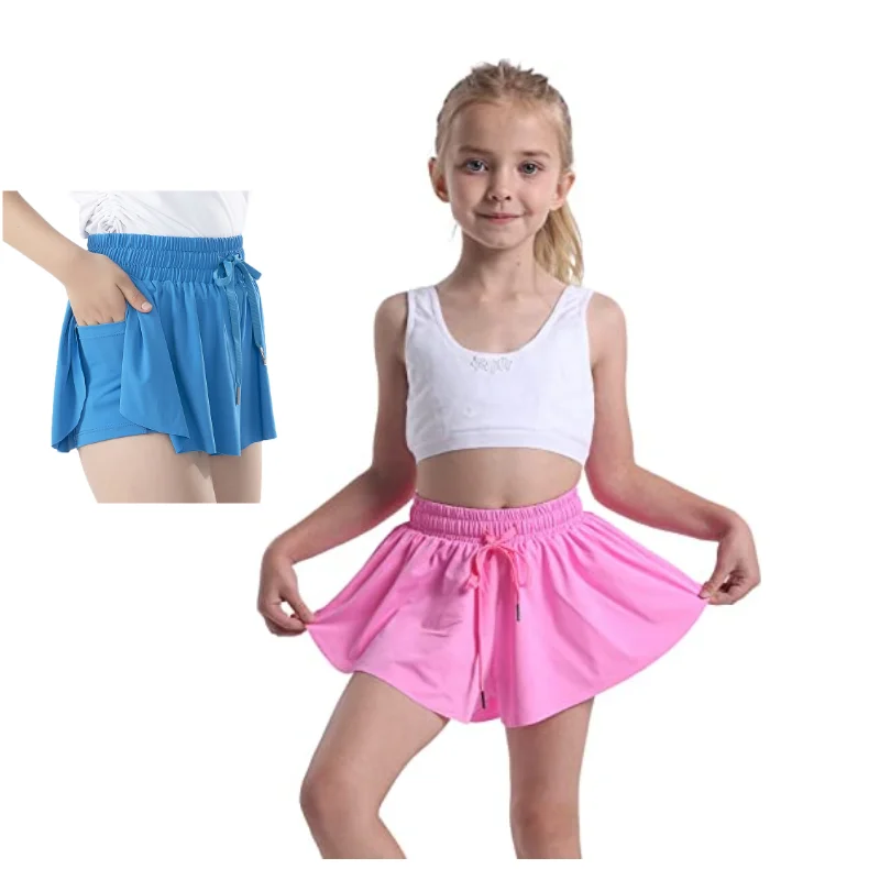 Top Trends: Children Flowy Shorts Girls Athletic Gym Running Biker Sports Shorts Preppy Youth Butterfly Shorts Comfort Tennis Skirt Summer Shoppable Styles