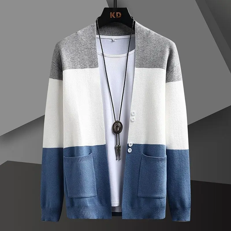 Top Trends: Fashion Knitted Button Spliced Pockets Color Cardigan Sweaters Men's Clothing 2023 Autumn Winter New Oversized Casual Tops Shoppable Styles