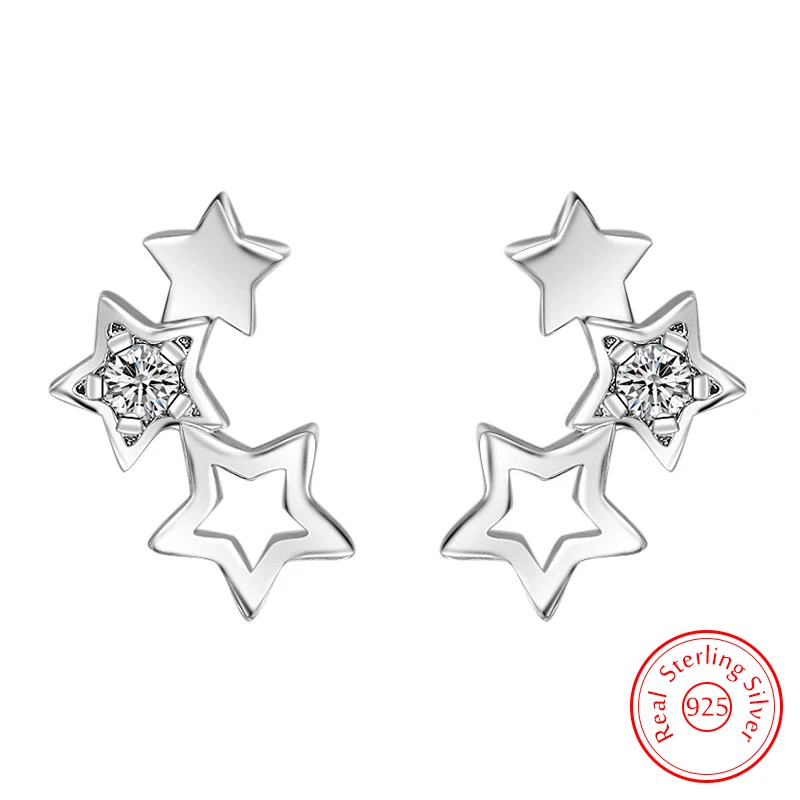 Top Trends: Woman&#039;s 925 Sterling Silver Fashion Jewelry New Crystal Zircon Star Stud Earrings XY0215 Shoppable Styles