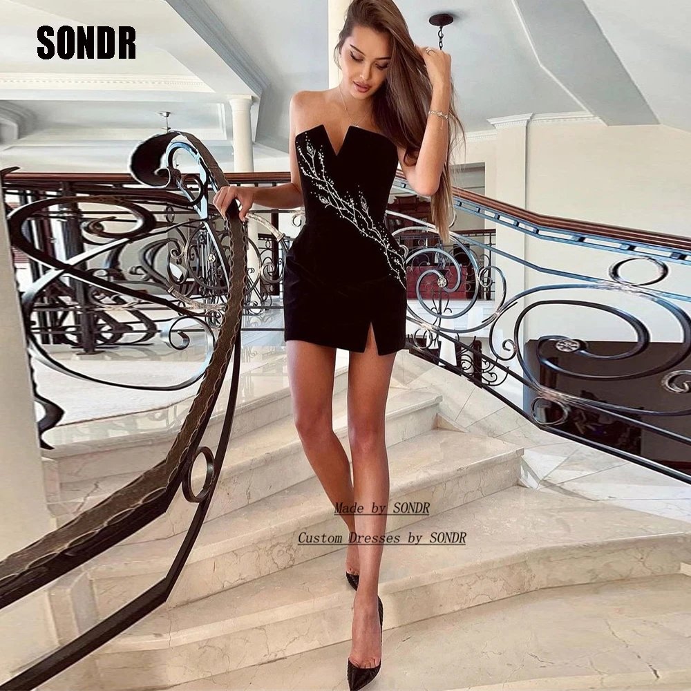 Top Trends: SONDR Vintage Mini Velour Prom Club Dresses Sleeveless Mini Strapless Abendkleider Dubai Robes De Soirée Party Dresses Gown Shoppable Styles