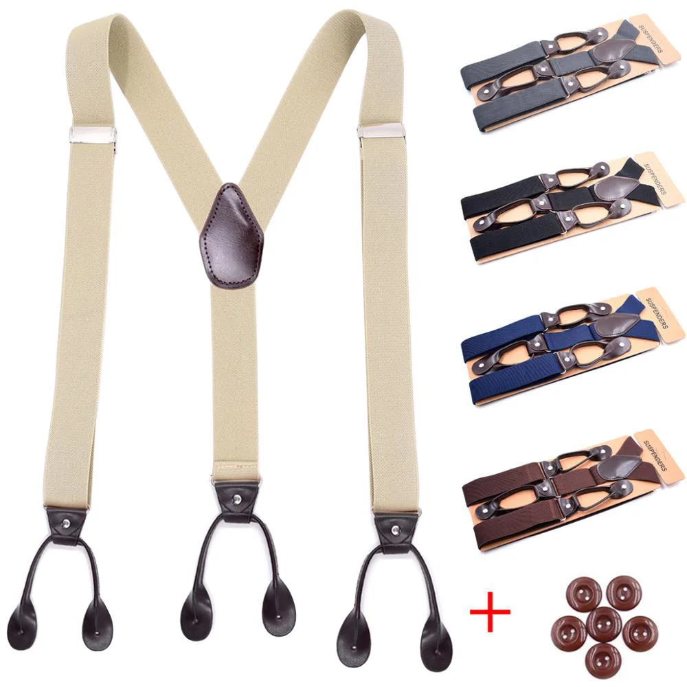 Top Trends: Fashion Suspenders Men Women Adult Leather Trimmed Button End Y Back Adjustable Elastic Trouser Braces Strap Belt Wedding Party Shoppable Styles