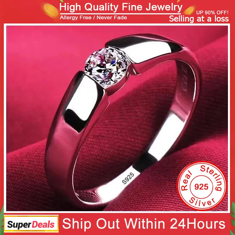 Top Trends: YHAMNI 100% Real Certified Tibetan Silver Rings For Women Men High Quality Round Zircon Wedding Engagement Band Gift Jewelry Shoppable Styles