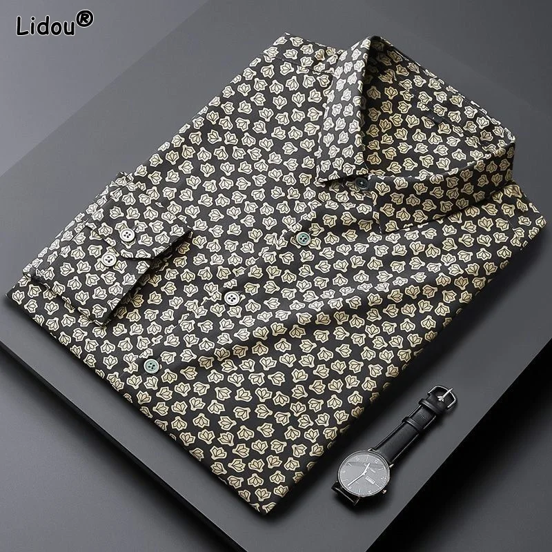 Top Trends: Turn-down Collar Capable Thin Printing Button Spring Summer Handsome Shirts Straight Fashion Business Casual Men's Clothing 2023 Shoppable Styles