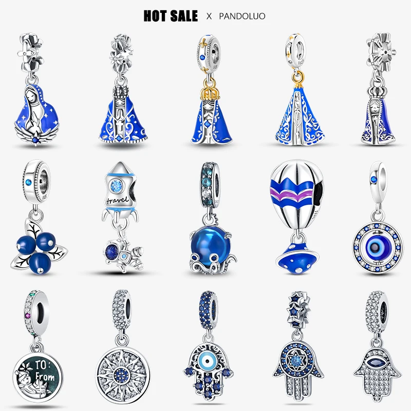 Top Trends: 2023 New In Hot Sale Original Our Lady Shaped Charm Beads Fits Pandora Bracelet 925 Silver Blue Series Pendant Bead Fine Jewelry Shoppable Styles