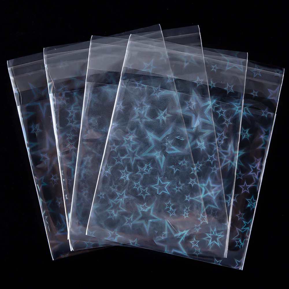 Top Trends: 20 / 50pcs Clear Star Pattern Self-adhesive Bag Holographic Laser Plastic Pouches For DIY Jewelry Badge Bags Cards Sleeves Shoppable Styles